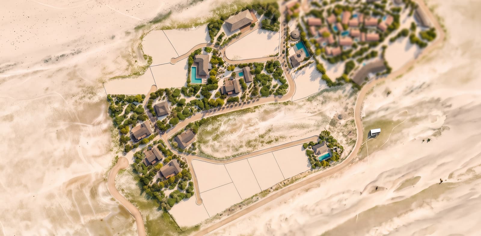 The Morada masterplan from above, with the lots amid the vegetation